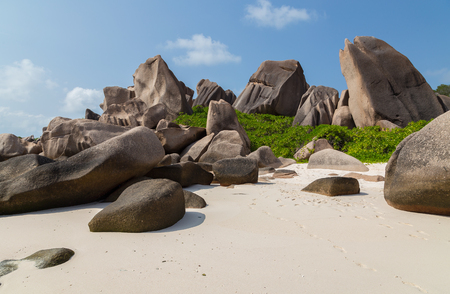 Anse Marron beach on La Digue Seychelles.の写真素材