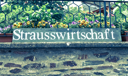 Strausswirtschaft sign on the Mosel Germany.のeditorial素材