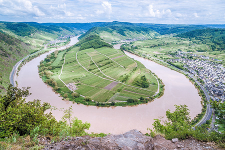 Moselle loop at Bremm Panorama Germany.のeditorial素材