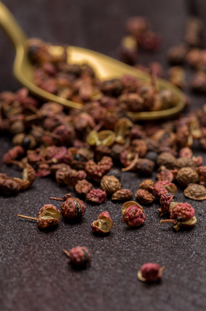 Dried red Szechuan pepper.の写真素材