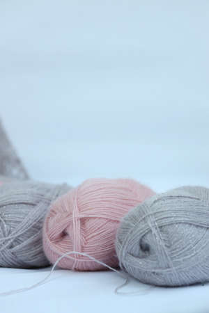 multicolored wool for knitting and knittingの写真素材