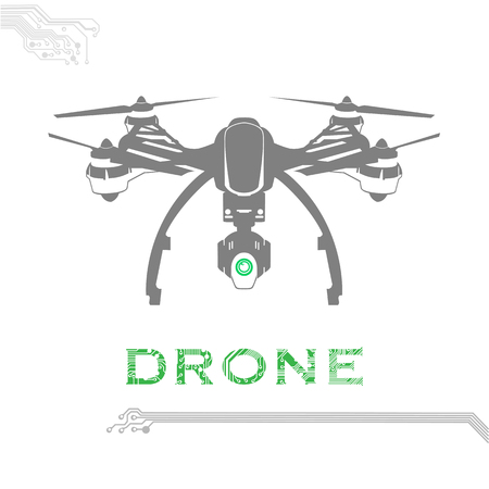 Flying drone, quadrocopter, uav with camera Vector Illustrationのイラスト素材
