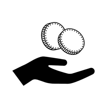 Icon of hand holding several coins, payment, donation concept illustration.のイラスト素材