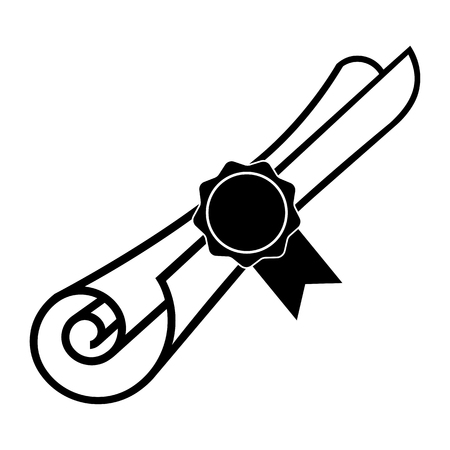 Document scroll icon. Sealed official document such as diploma, educational or vocational certicate or contract. Vector Illustrationのイラスト素材