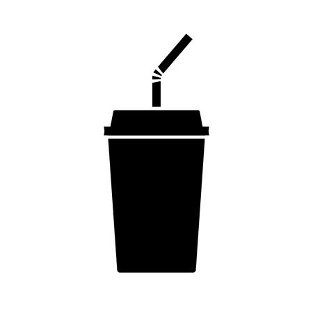 Disposable beverage cup icon. Drink paper cup with lid and straw vector illustration.のイラスト素材