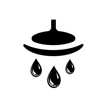 Showerhead and water drops. Vector Illustrationのイラスト素材
