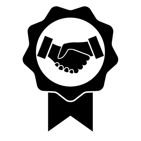 Partnership seal icon. Official seal with partner handshake sign. Vector Illustrationのイラスト素材
