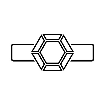 Line icon of ring with diamond or other gem. Engagement or marriage ring, expensive jewelry. Vector Illustrationのイラスト素材