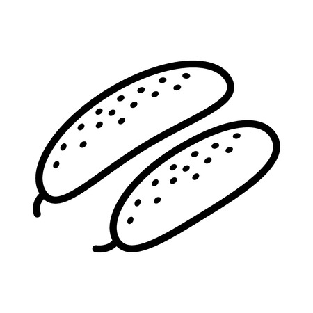 Vegetable collection - cucumber. Line icon of two whole cucumbers. Vector Illustrationのイラスト素材