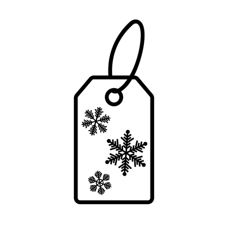 Line icon of winter shopping price tag. Special price label with snowflakes. Vector Illustrationのイラスト素材