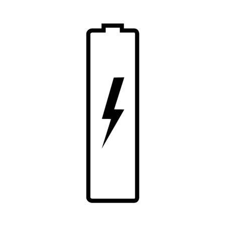 AA battey line icon. Double A or mignon battery with electricity sign. Vector Illustrationのイラスト素材