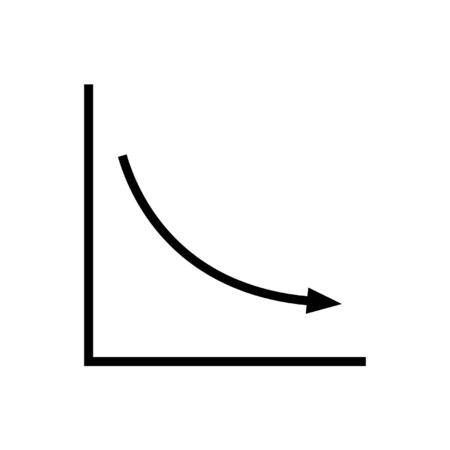 Decline trend icon. Presentation chart with downward curve with decreasing values. Vector Illustrationのイラスト素材