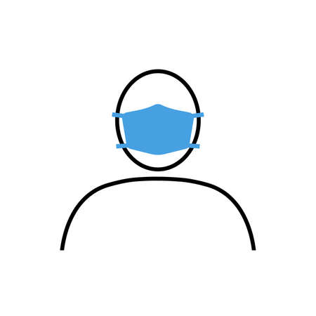 Icon of person in medical mask. Man in protective surgical mask or respirator. Vector Illustrationのイラスト素材
