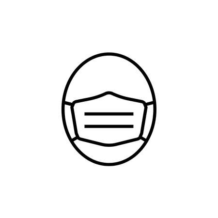 Line icon of face in medical mask. Man's face in protective surgical mask or respirator. Vector Illustrationのイラスト素材