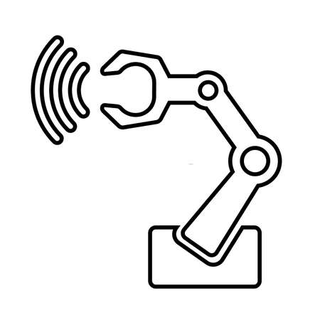 Smart robotic arm for industrial applications. Symbol of connected intelligent manufacturing and Internet of Things. Vector illustrationのイラスト素材