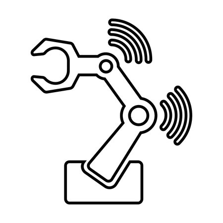 Smart robotic arm for industrial applications. Symbol of connected intelligent manufacturing and Internet of Things. Vector illustrationのイラスト素材