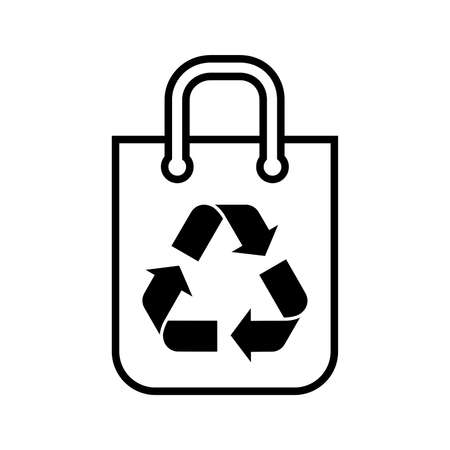 Shopping bag and recycling sign icon. Sustainable bag of recycled, recyclable or biodegradable material. Vector Illustrationのイラスト素材
