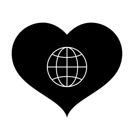 Heart and globe icon. International Valentine's day heart and concept respresenting love and romance. Vector Illustrationのイラスト素材