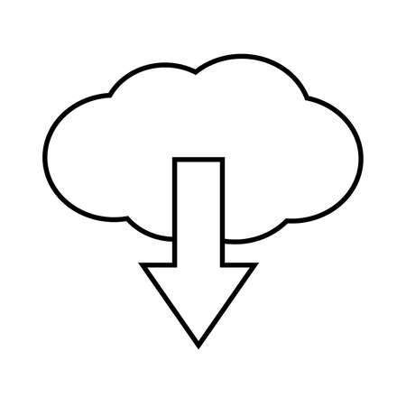 Internet downolad line icon. Web cloud and downward arrow . Vector Illustrationのイラスト素材