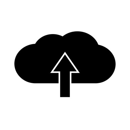 Internet upload icon. Web cloud and upward arrow . Vector Illustrationのイラスト素材