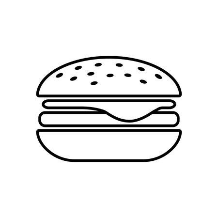 Cheeseburger line icon. Tasty hamburger topped with cheese. Vector Illustrationのイラスト素材
