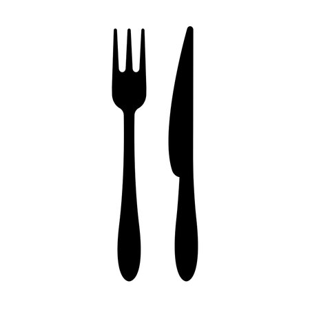 Fork and knife icon. Traditional cutlery or kitchenware. Vector Illustrationのイラスト素材