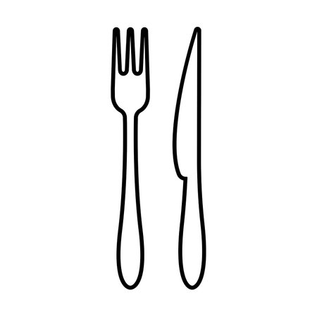 Fork and knife line icon. Traditional cutlery or kitchenware. Vector Illustrationのイラスト素材