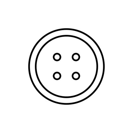 Clothing button line icon. Sew-through button with four holes. Vector Illustration