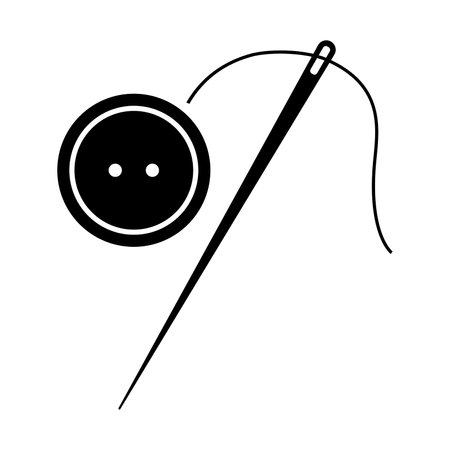Needle and button icon. Symbol of sewing and tailoring craft. Vector Illustrationのイラスト素材