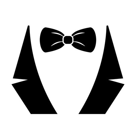 Icon of bow tie and lapels. Necktie with bow knot and lapels of tuxedo or suit. Vector Illustrationのイラスト素材