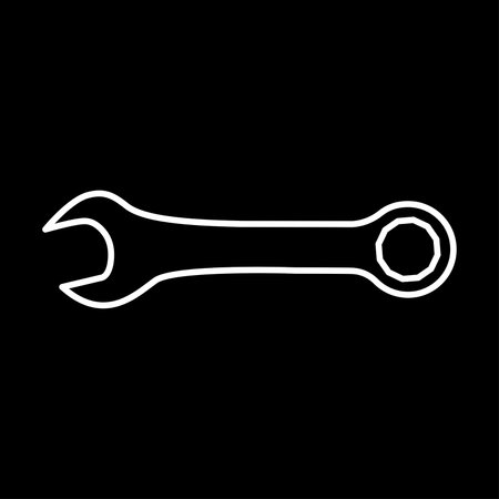 Wrench or spanner icon. Combination wrench with open and ring ends. Vector Illustrationのイラスト素材