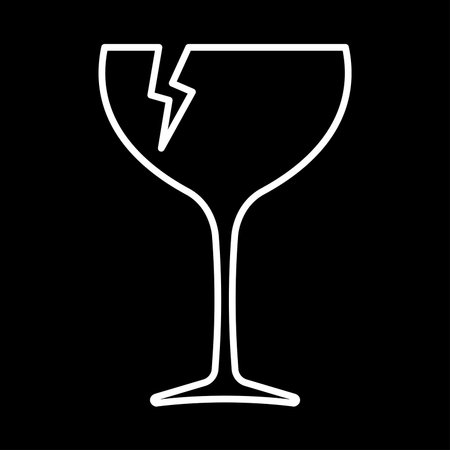 Fragile line icon. Broken wine glass as symbol of fragile cargo. Vector Illustrationのイラスト素材