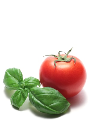 Basil and tomato の写真素材