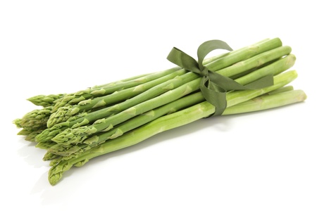 Asparagus tied with green ribbonの写真素材