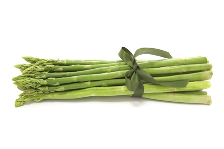 Asparagus tied with green ribbonの写真素材