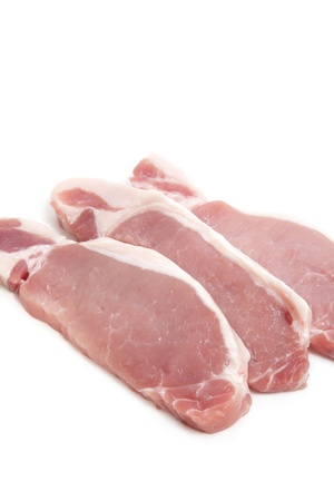Pork loin on white backgroundの写真素材
