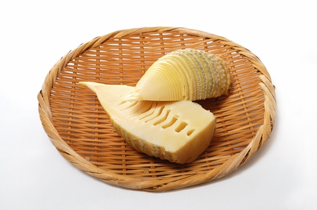 Bamboo shoot in a wicker basket                               の写真素材