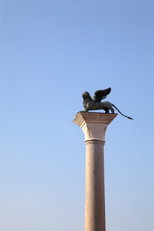 Winged Lion and blue skyの写真素材