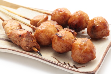 Yakitori, grilled meat on a stickの写真素材