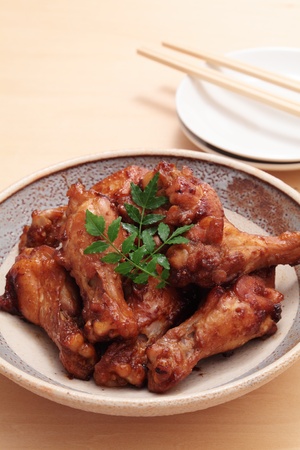 Japanese cuisine, chicken boiled in soy sauce with sugarの写真素材