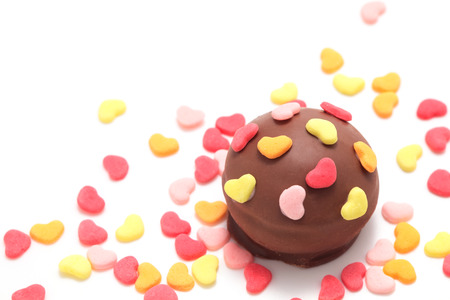 Valentine chocolate on white backgroundの写真素材