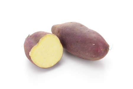 Sweet potatoes on white backgroundの写真素材