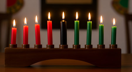 Jewish holiday Hanukkah with menorah (traditional candelabra) and candlesの素材