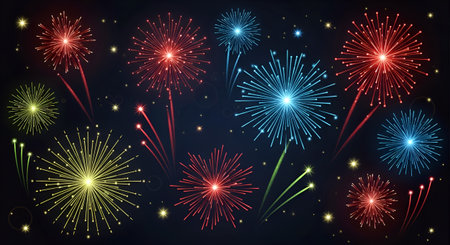 Fireworks background. Fireworks vector background. Firework background.の素材
