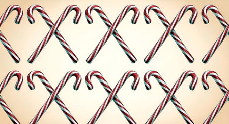 Christmas candy canes on a beige background. 3d renderingの素材