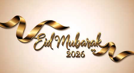 Eid Mubarak 2026. Golden Text Design.の素材