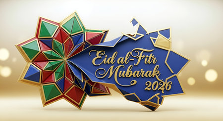 Happy New Year 2026 greeting card. 3d illustration. Gold, blue and black color.の素材