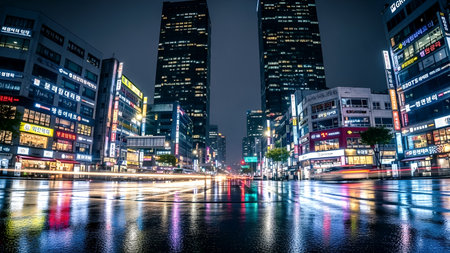 Tokyo streets at night. Tokyo is the capital and most populous city of Japan.の素材