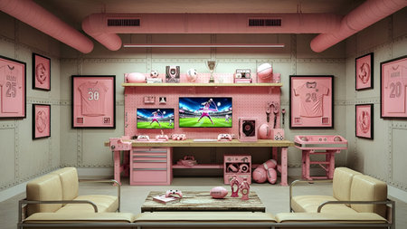 3D CG rendering of home theater with TV and TV set.の素材