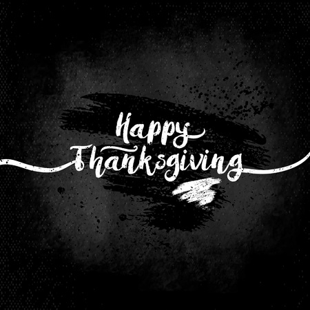 Happy Thanksgiving Day Vector Illustration. White inscription with on a Dark Background. design elements, pattern. Vector illustrationのイラスト素材